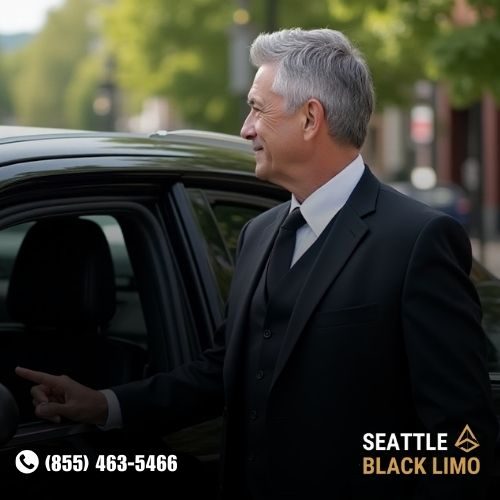 Professional chauffeur-driven luxury sedan for corporate travel in Seattle