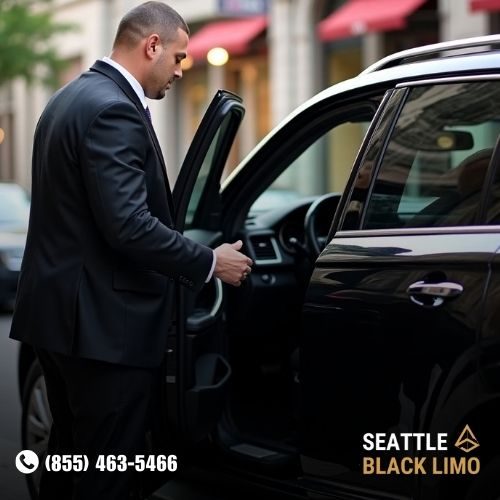 Professional chauffeur-driven luxury sedan for corporate travel in Seattle
