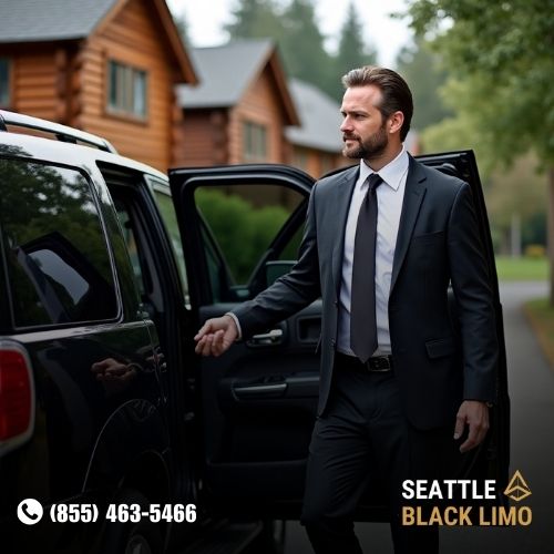 Professional chauffeur-driven luxury sedan for corporate travel in Seattle