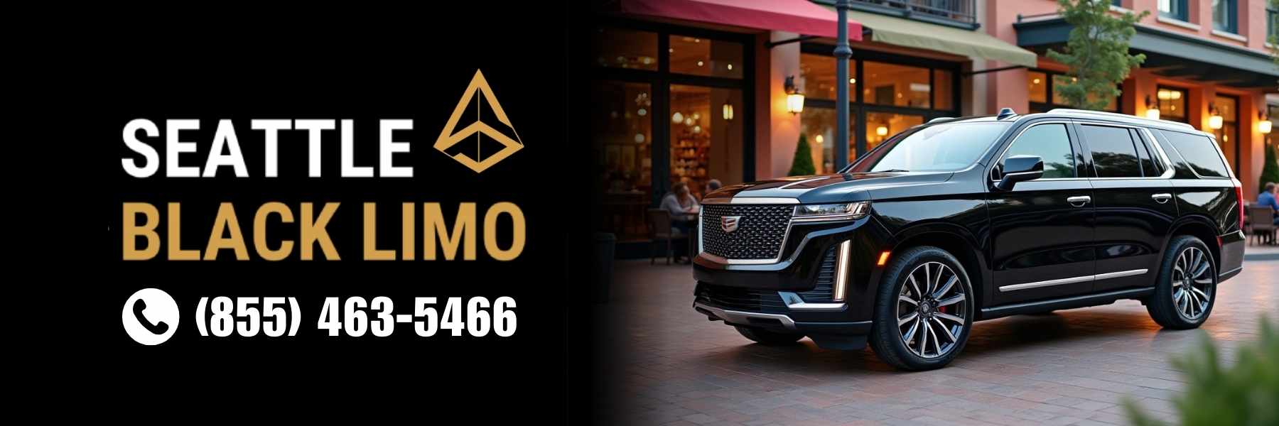 Luxury black limo parked in Mill Creek for Seattle Black Limo service