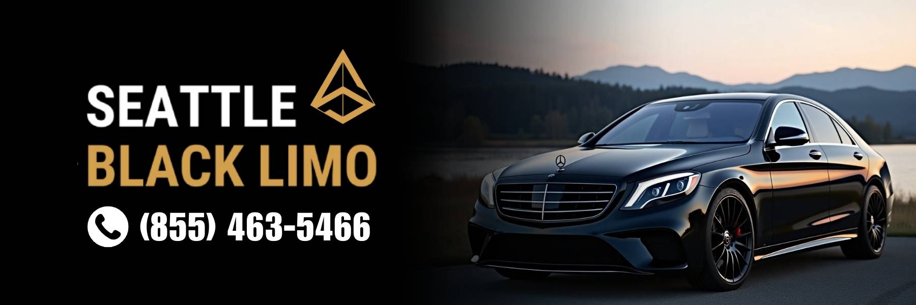 Luxury black limousine by Skagit River for Sedro-Woolley limo service