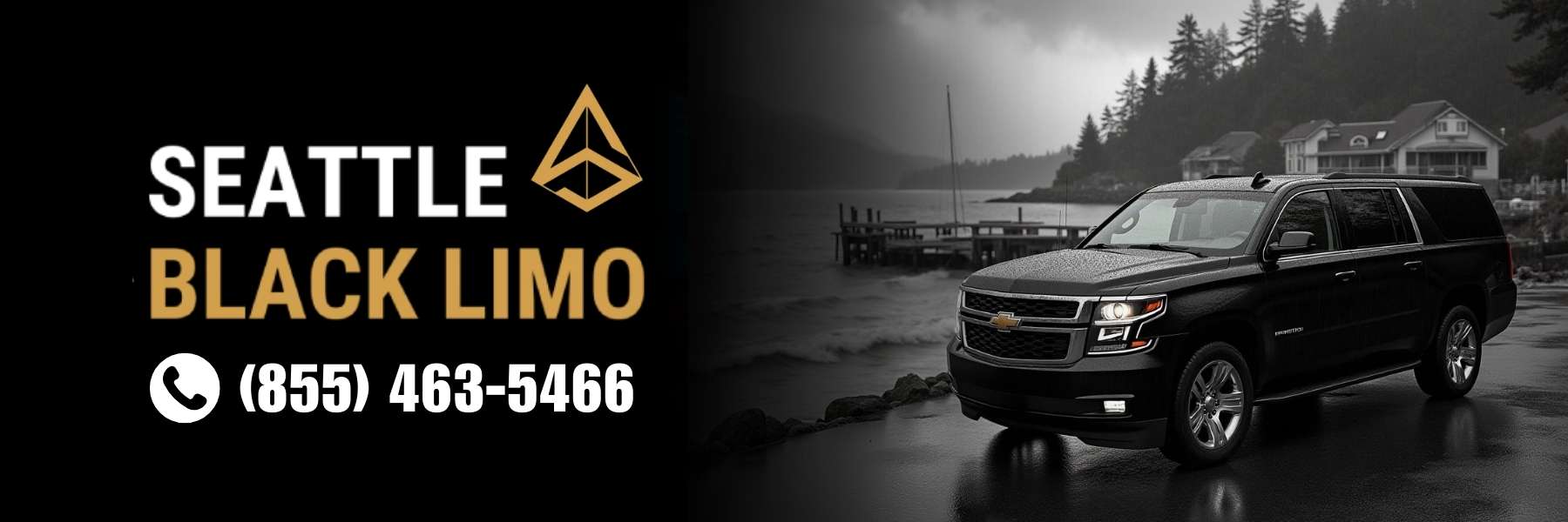 Luxury stretch limo at Langley waterfront with Saratoga Passage view