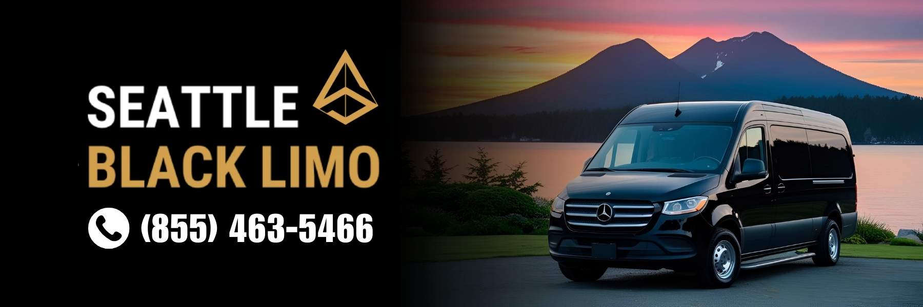 Luxury stretch limo at Moran State Park with Mount Constitution view on Orcas Island