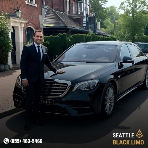 Professional chauffeur-driven luxury sedan for corporate travel in Seattle