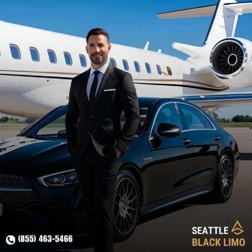 Professional chauffeur-driven luxury sedan for corporate travel in Seattle