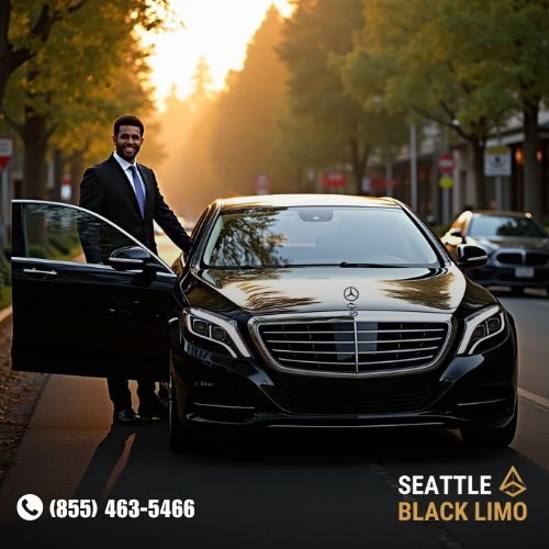 Professional chauffeur-driven luxury sedan for corporate travel in Seattle