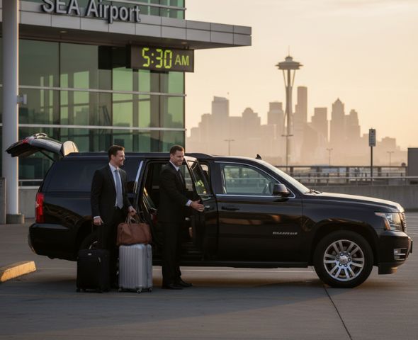Professional chauffeur-driven luxury sedan for corporate travel in Seattle