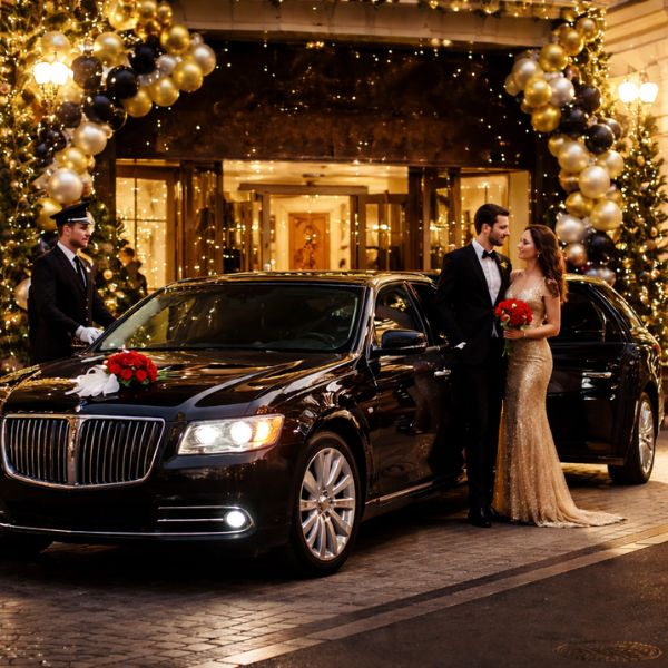 Luxury black limousine service for anniversary celebration