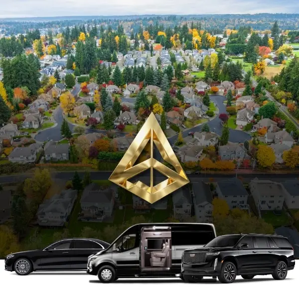 black luxury vehicles parked before a suburban neighborhood