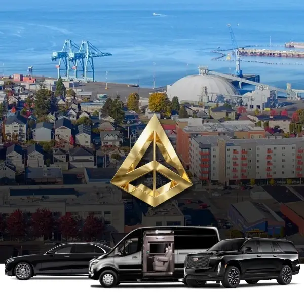luxury transportation vehicles in everret port city background