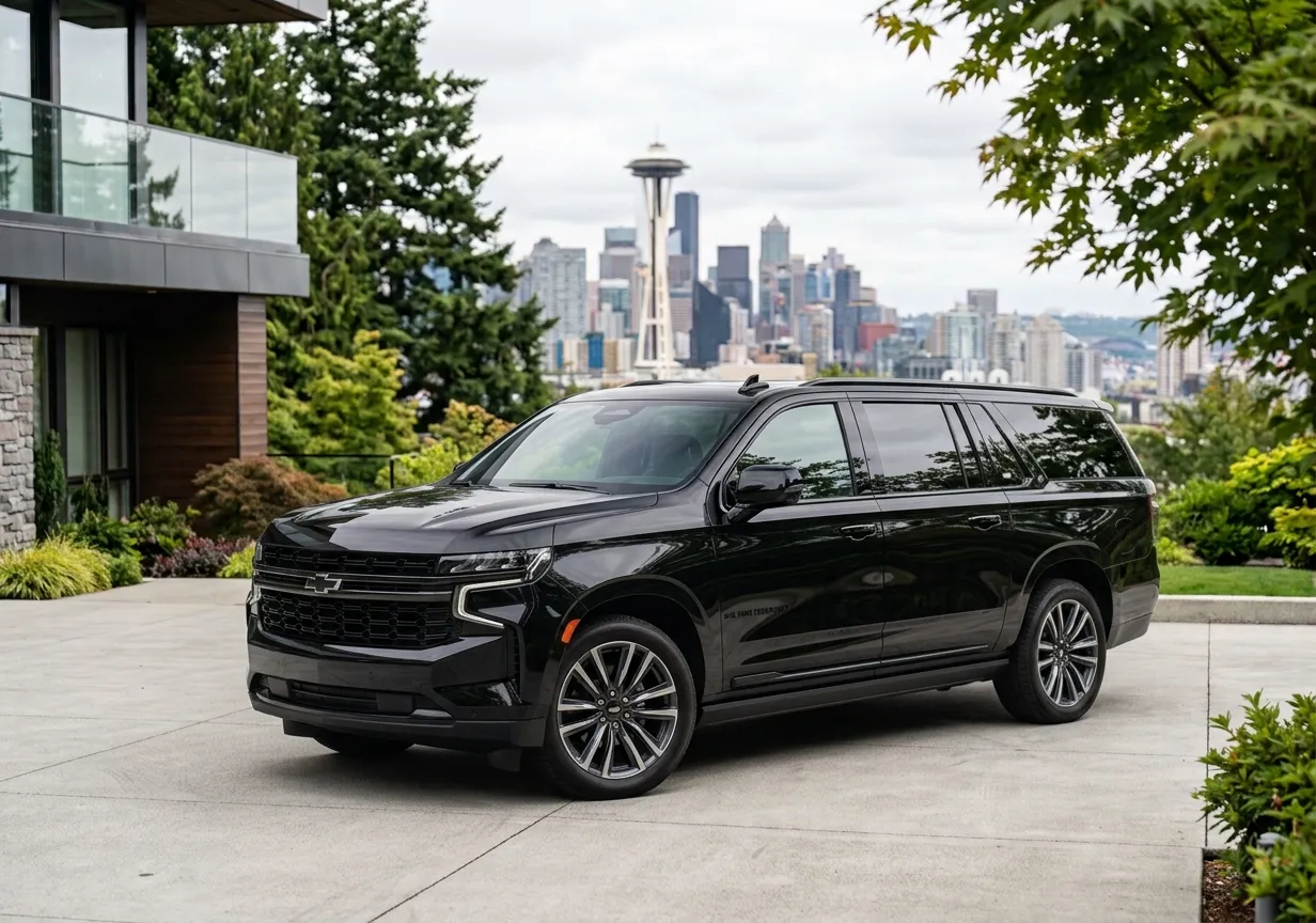 Black Chevrolet Suburban full-size SUV for Renton chauffeured service